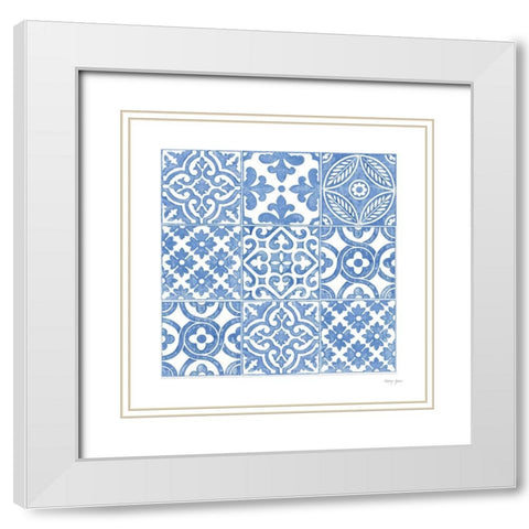 Artisan Tile VII White Modern Wood Framed Art Print with Double Matting by Green, Nancy