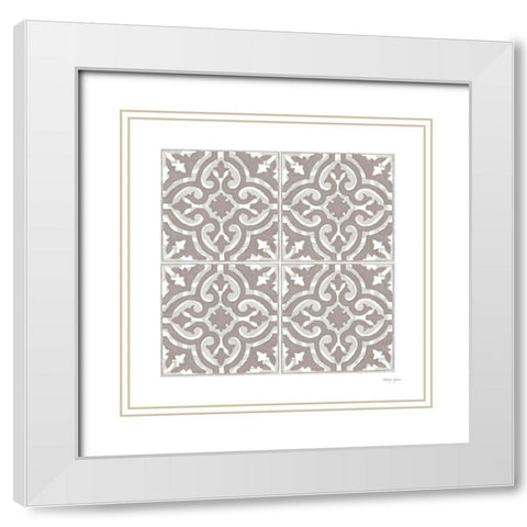 Artisan Tile VIII White Modern Wood Framed Art Print with Double Matting by Green, Nancy