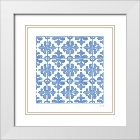 Artisan Tile XI White Modern Wood Framed Art Print with Double Matting by Green, Nancy