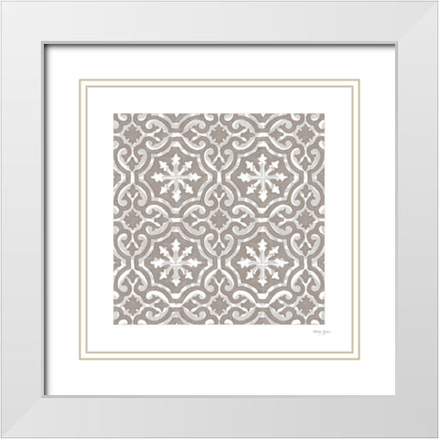 Artisan Tile XVIII White Modern Wood Framed Art Print with Double Matting by Green, Nancy