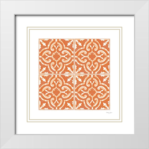 Artisan Tile XXI White Modern Wood Framed Art Print with Double Matting by Green, Nancy