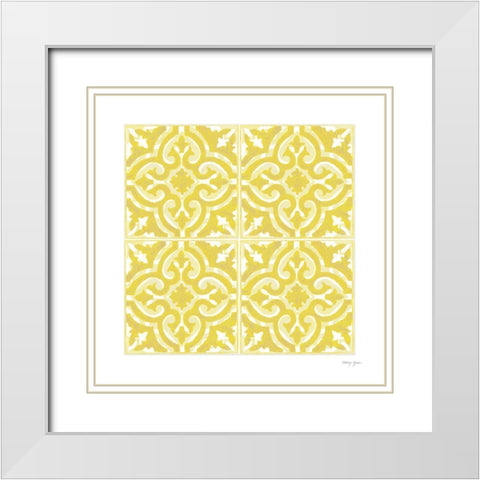 Artisan Tile XXIII White Modern Wood Framed Art Print with Double Matting by Green, Nancy
