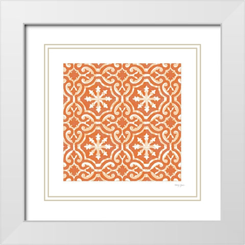 Artisan Tile XXIV White Modern Wood Framed Art Print with Double Matting by Green, Nancy