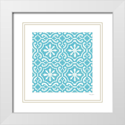 Artisan Tile XXV White Modern Wood Framed Art Print with Double Matting by Green, Nancy