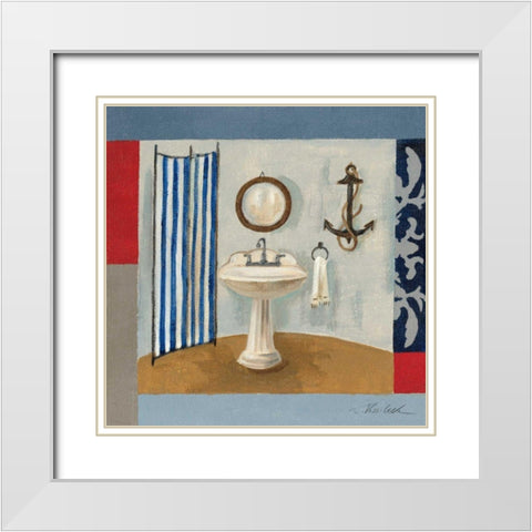 Nautical Bath I White Modern Wood Framed Art Print with Double Matting by Vassileva, Silvia