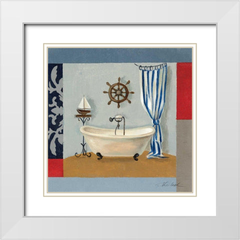 Nautical Bath II White Modern Wood Framed Art Print with Double Matting by Vassileva, Silvia