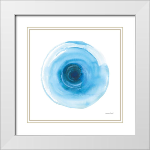 Center of Blue I White Modern Wood Framed Art Print with Double Matting by Nai, Danhui