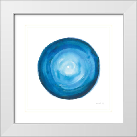 Center of Blue II White Modern Wood Framed Art Print with Double Matting by Nai, Danhui