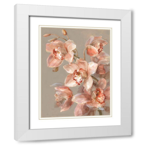 Delicate Orchid II White Modern Wood Framed Art Print with Double Matting by Nai, Danhui
