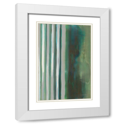 Study in Green I White Modern Wood Framed Art Print with Double Matting by Nai, Danhui
