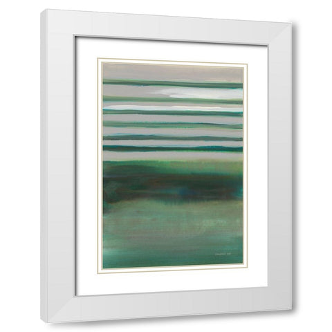 Study in Green II White Modern Wood Framed Art Print with Double Matting by Nai, Danhui