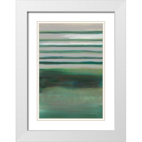 Study in Green II White Modern Wood Framed Art Print with Double Matting by Nai, Danhui