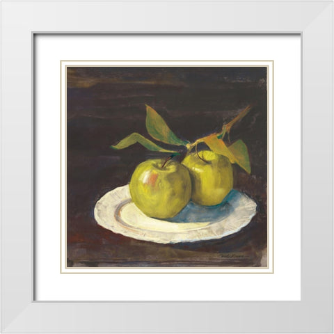 Green Apple I Dark Brown White Modern Wood Framed Art Print with Double Matting by Rowan, Carol