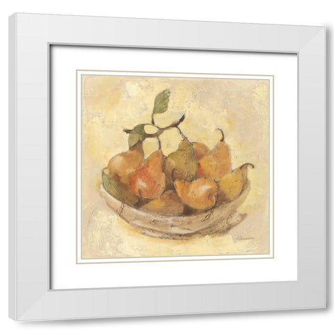 Sunlit Pears Smooth White Modern Wood Framed Art Print with Double Matting by Hristova, Albena