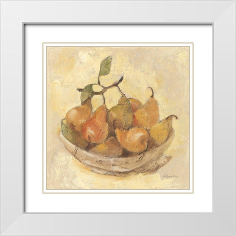 Sunlit Pears Smooth White Modern Wood Framed Art Print with Double Matting by Hristova, Albena