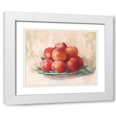 Ripe Peaches White Modern Wood Framed Art Print with Double Matting by Rowan, Carol