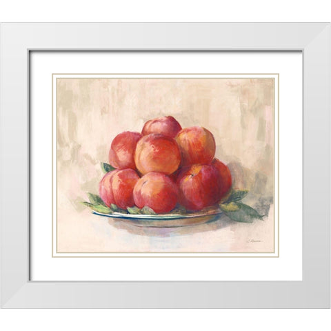 Ripe Peaches White Modern Wood Framed Art Print with Double Matting by Rowan, Carol