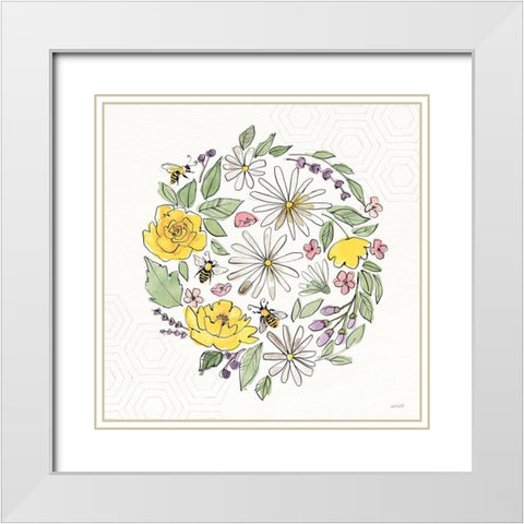 Honeybee Blossoms X No Words White Modern Wood Framed Art Print with Double Matting by Tavoletti, Anne