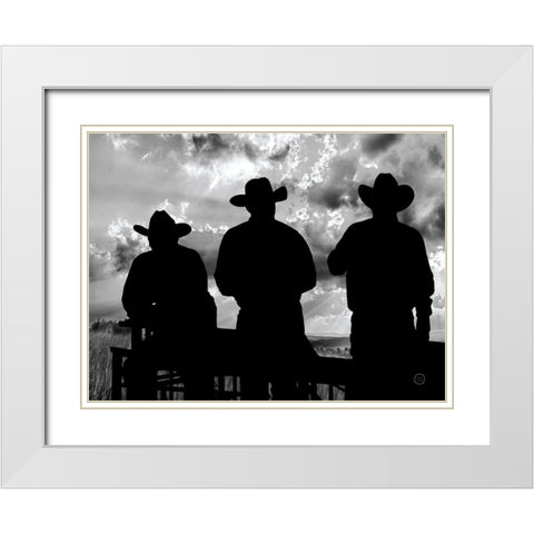 Three Cowboys White Modern Wood Framed Art Print with Double Matting by Larson, Nathan