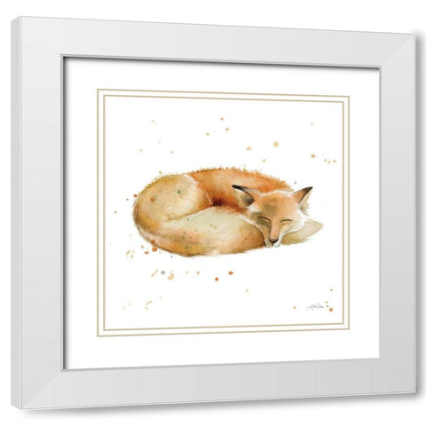 Sleeping Fox White Modern Wood Framed Art Print with Double Matting by Pete, Katrina