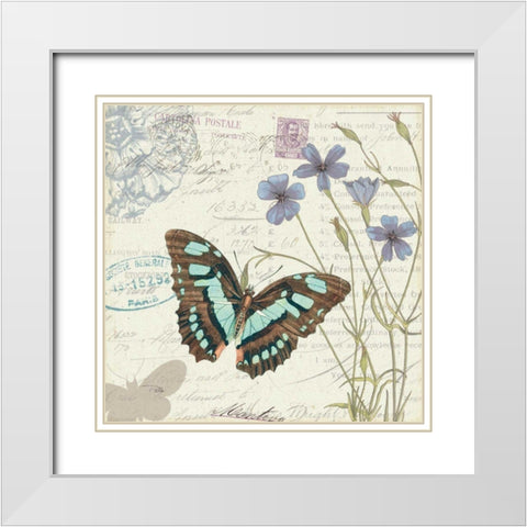 Papillon Tales I White Modern Wood Framed Art Print with Double Matting by Pela Studio
