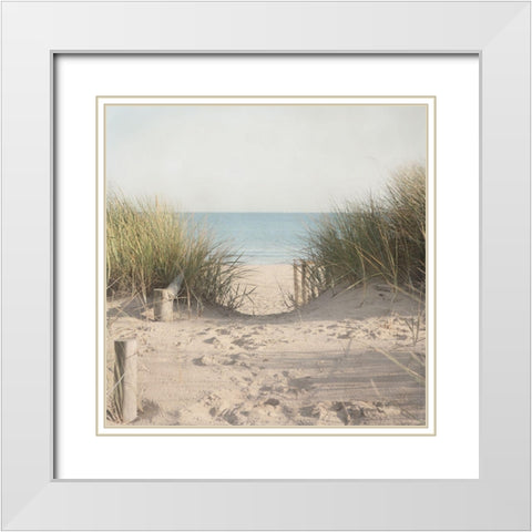 Beach Grasses White Modern Wood Framed Art Print with Double Matting by Pela Studio