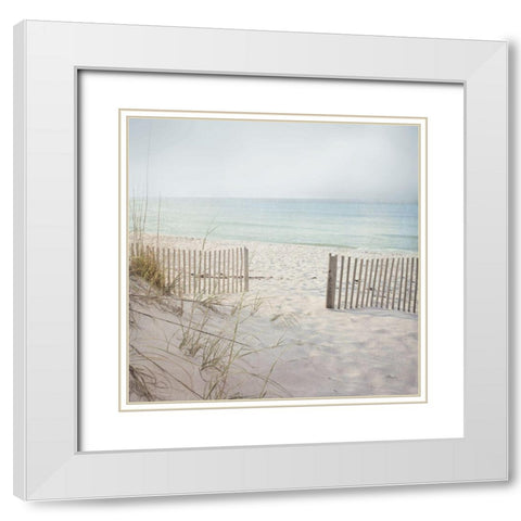 Beach Fence White Modern Wood Framed Art Print with Double Matting by Pela Studio