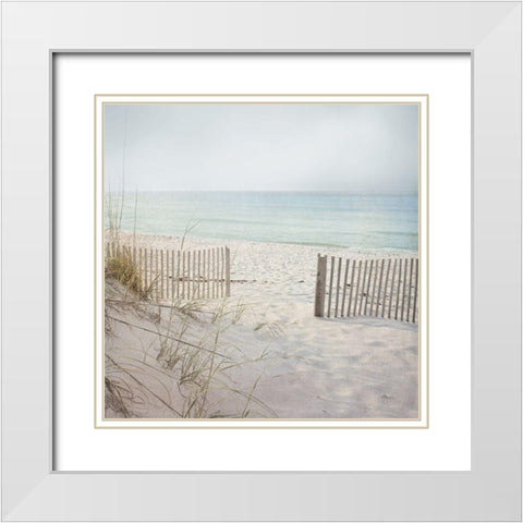 Beach Fence White Modern Wood Framed Art Print with Double Matting by Pela Studio
