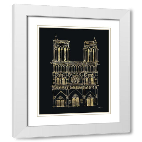 Notre Dame Sketch White Modern Wood Framed Art Print with Double Matting by Tillmon, Avery