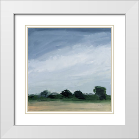 Gray Over Green White Modern Wood Framed Art Print with Double Matting by Munger, Pamela