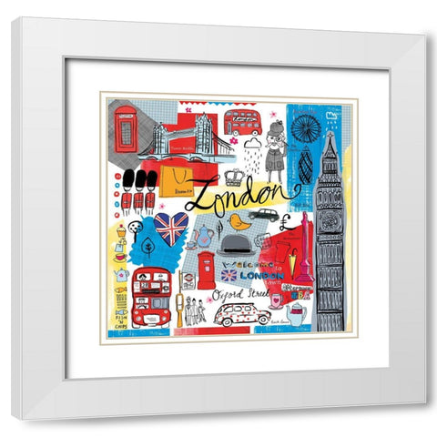 Traveling London White Modern Wood Framed Art Print with Double Matting by Zaman, Farida