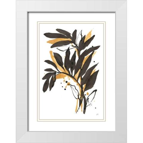 Amber Palm I White Modern Wood Framed Art Print with Double Matting by Paschke, Chris