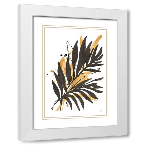 Amber Palm II White Modern Wood Framed Art Print with Double Matting by Paschke, Chris
