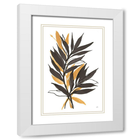 Amber Palm IV White Modern Wood Framed Art Print with Double Matting by Paschke, Chris