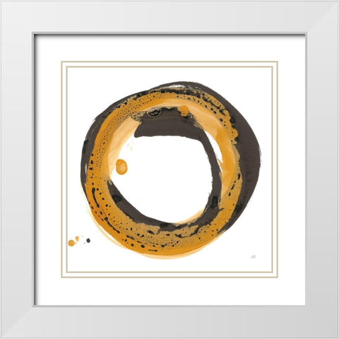 Amber Enso III White Modern Wood Framed Art Print with Double Matting by Paschke, Chris