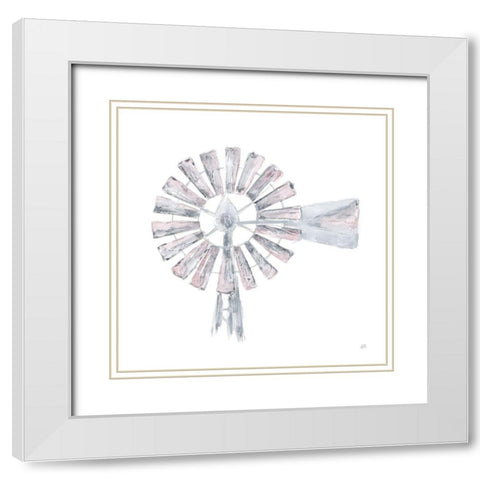 Textural Windmill I White Modern Wood Framed Art Print with Double Matting by Paschke, Chris