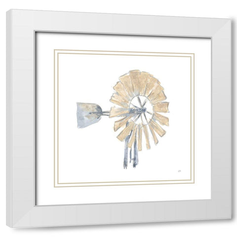 Textural Windmill IV White Modern Wood Framed Art Print with Double Matting by Paschke, Chris