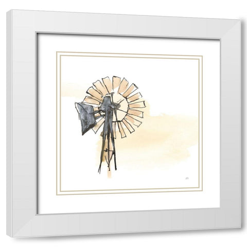Windmill II White Modern Wood Framed Art Print with Double Matting by Paschke, Chris
