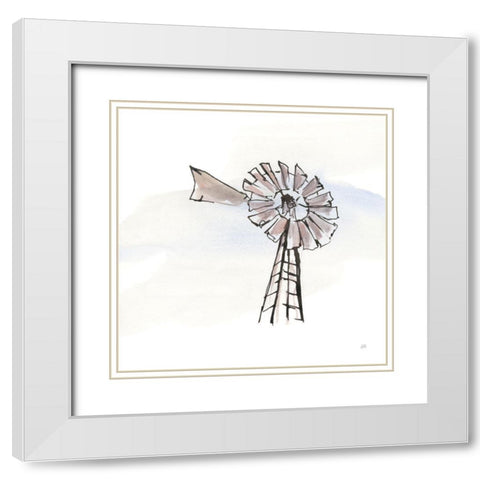 Windmill VII White Modern Wood Framed Art Print with Double Matting by Paschke, Chris