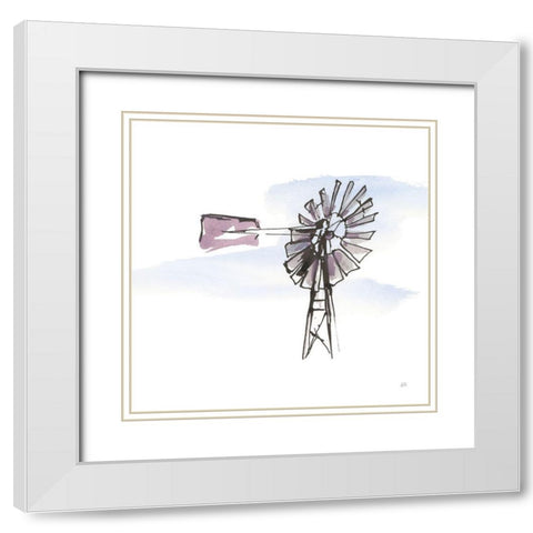 Windmill VIII White Modern Wood Framed Art Print with Double Matting by Paschke, Chris