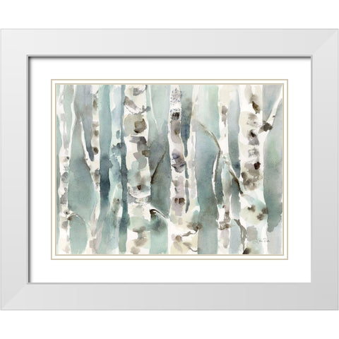 Winter Birches v2 White Modern Wood Framed Art Print with Double Matting by Pete, Katrina