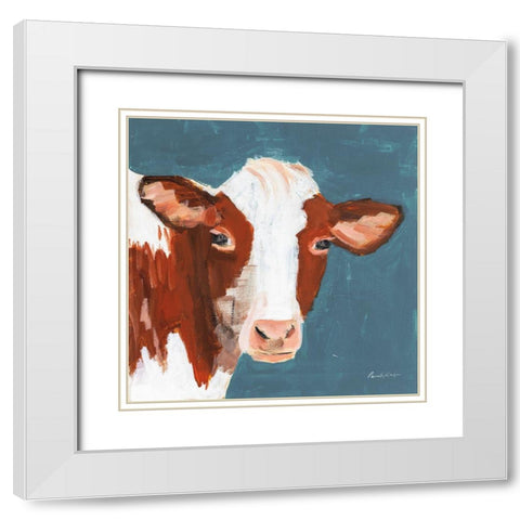 Rusty Blue White Modern Wood Framed Art Print with Double Matting by Munger, Pamela