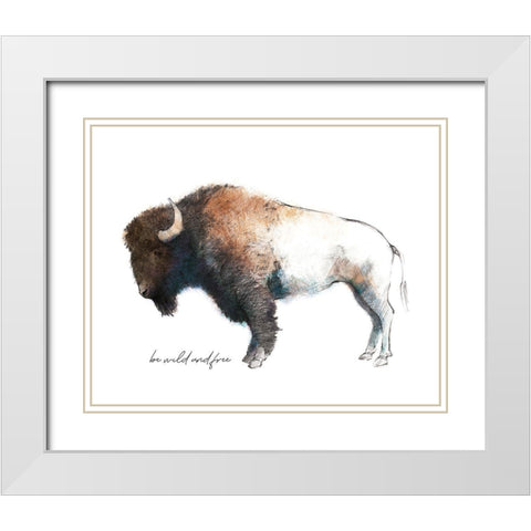 Wild Colorful Bison Dark Brown White Modern Wood Framed Art Print with Double Matting by Tillmon, Avery