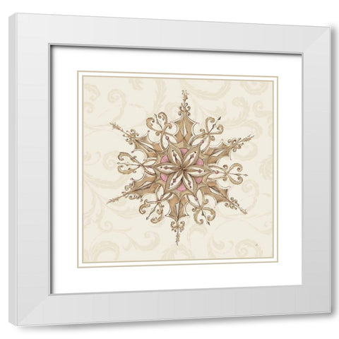 Elegant Season Snowflake I Pink White Modern Wood Framed Art Print with Double Matting by Brissonnet, Daphne