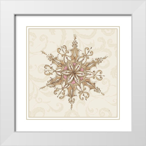 Elegant Season Snowflake I Pink White Modern Wood Framed Art Print with Double Matting by Brissonnet, Daphne
