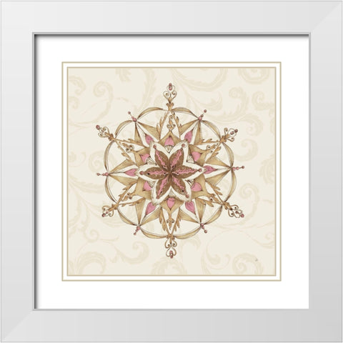 Elegant Season Snowflake II Pink White Modern Wood Framed Art Print with Double Matting by Brissonnet, Daphne