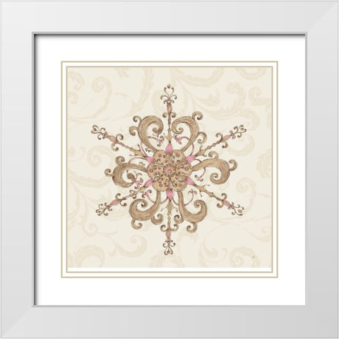 Elegant Season Snowflake IV Pink White Modern Wood Framed Art Print with Double Matting by Brissonnet, Daphne