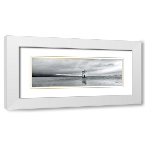 Windmill Island Light Crop White Modern Wood Framed Art Print with Double Matting by Aledanda