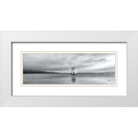 Windmill Island Light Crop White Modern Wood Framed Art Print with Double Matting by Aledanda