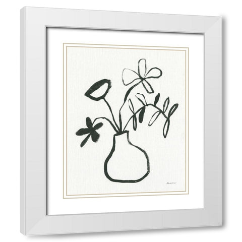 Floral Sketch I White Modern Wood Framed Art Print with Double Matting by Munger, Pamela
